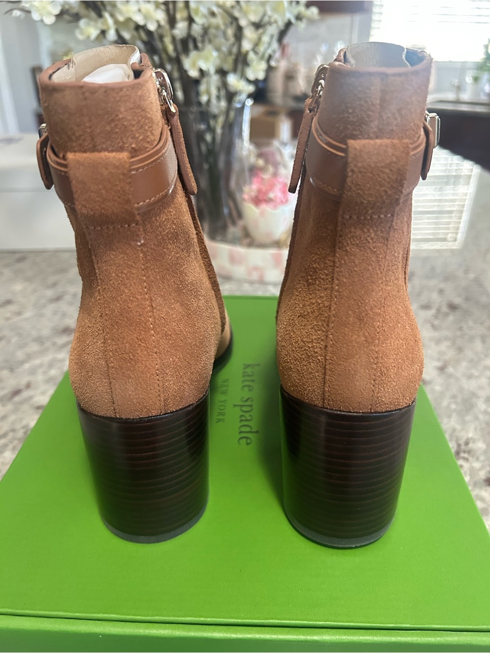 kate spade Phoebe Suede Heeled Booties in Warm Ginger - NIB - Picture 4 of 8
